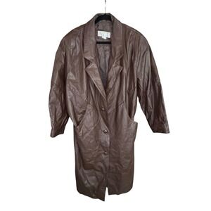 Avanti Long Brown Genuine Leather Coat Mens Medium